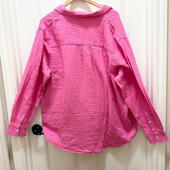 Gap Women's 100% Cotton Gauze Tunic Top Size L Pink Oversized Boho Casual (NEW) - Picture 10 of 13